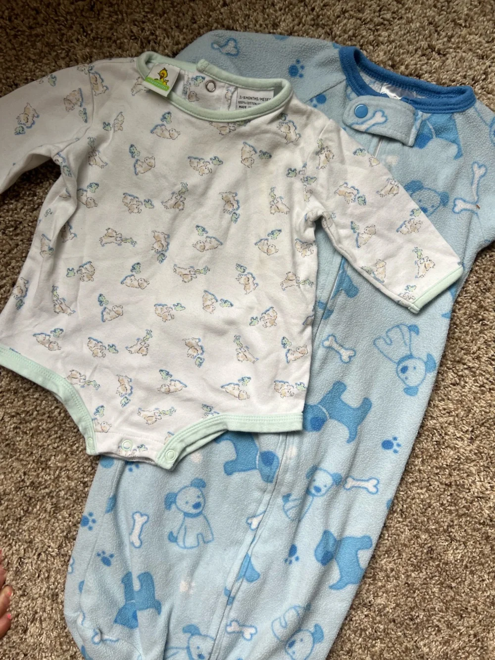 Vintage Sesame Street Baby Onesie Blue Sleep Sack Puppy 3/6 M